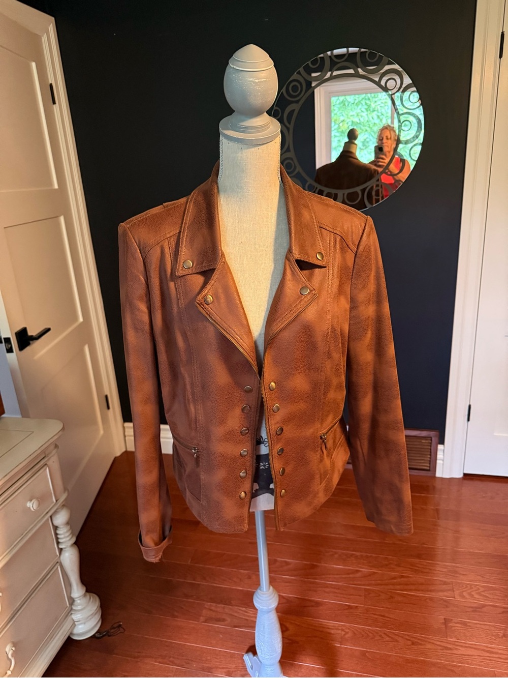 Classic Women's Brown Faux Suede Moto Jacket